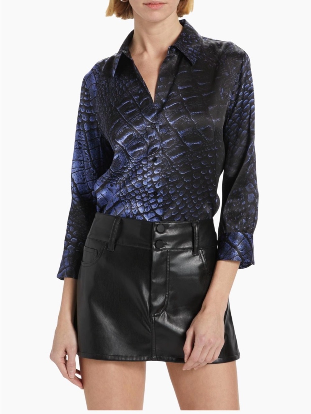 L'AGENCE Silk Snake Print Shirt